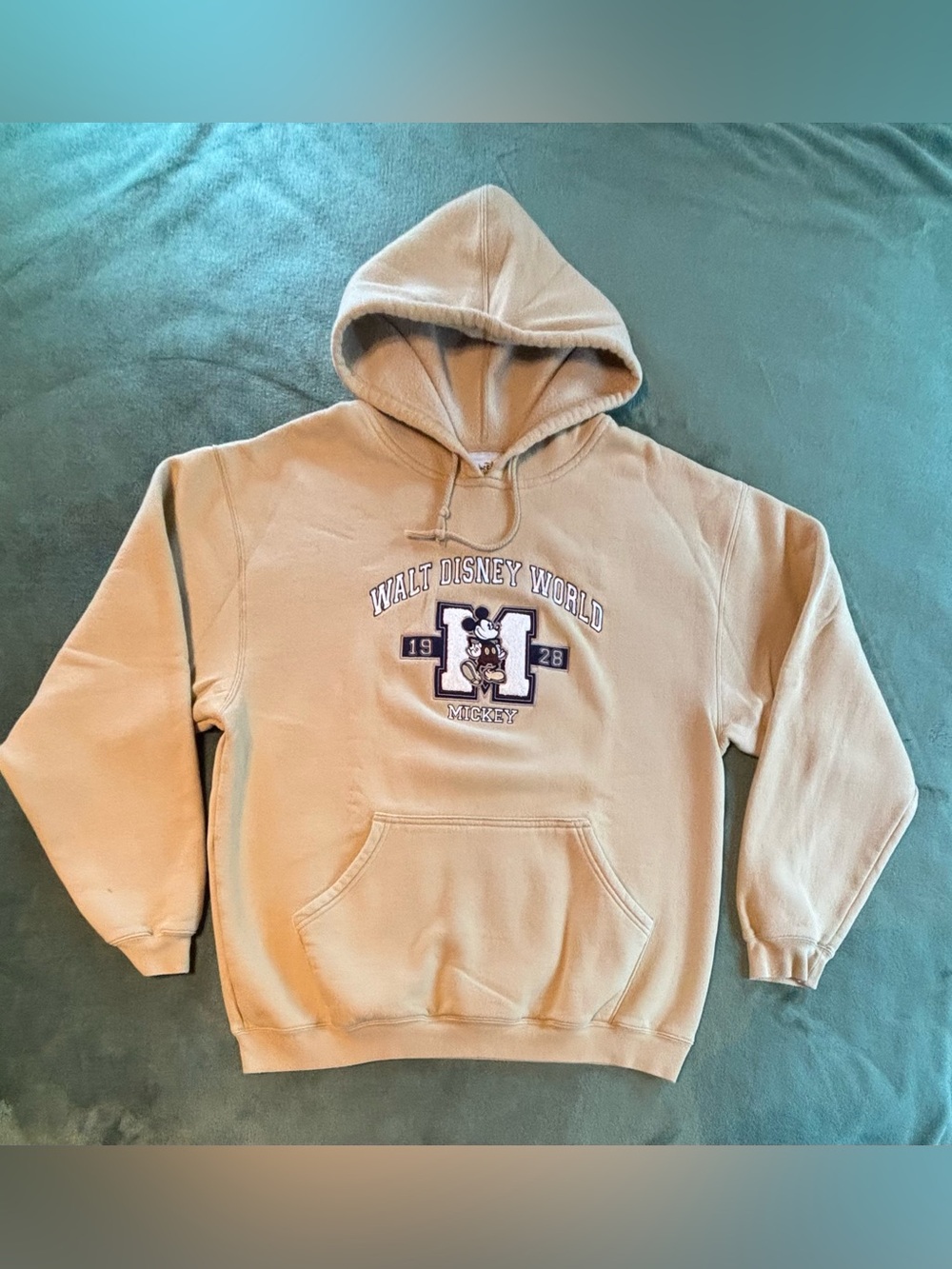 Disney Tan Mickey Pullover Hooded Sweatshirt, Size: M (6578)